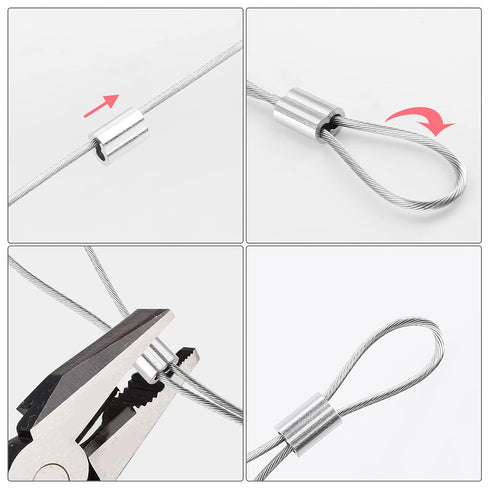 200 Pcs Aluminum Crimping Loop Sleeve 1/16", Cable Ferrule Wire Rope Sleeves for Loop Sleeve (200 Pcs)