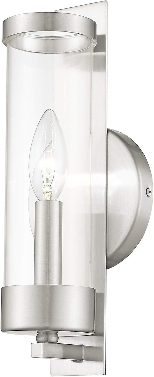 10141-91 Livex Lighting Brushed Nickel Wall Sconce with Clear Glass