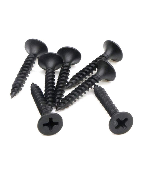 100pcs #6 x 1 Flat Head Phillips Drywall Screws, Carbon Steel 1022A, Black Phosphate