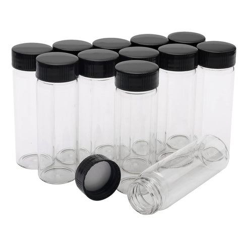 12PCS 30ml Glass Sample Bottles, Small Vials with Plastic Screw Cap Container for Sample Vial