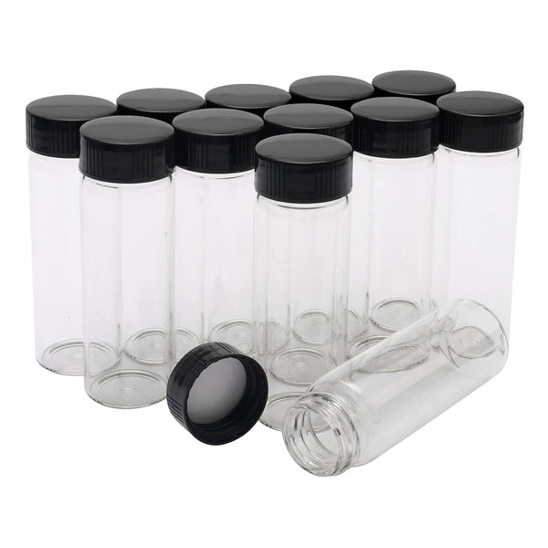 12PCS 30ml Glass Sample Bottles, Small Vials with Plastic Screw Cap Container for Sample Vial