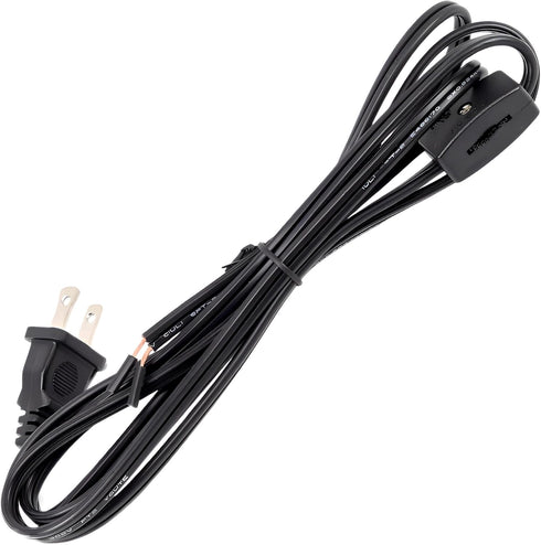 SwitchPrince SPT-2 6ft 18AWG 6A 125V Lamp Cord with Inline Switch and Plug Replacement Wire with Pre-Stripped Ends