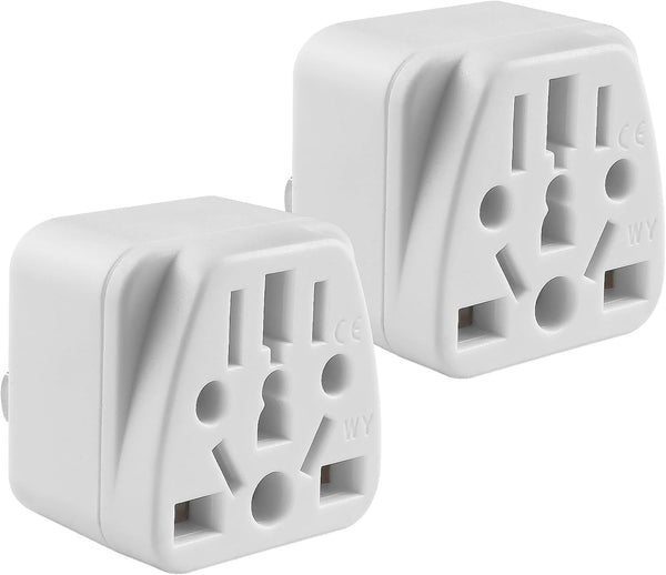 US Plug Adapter for USA: EU, UK, Australia, JP, Asia, Italy, Swiss - Convert Round to Flat Pin to USA Type B 3-Prong