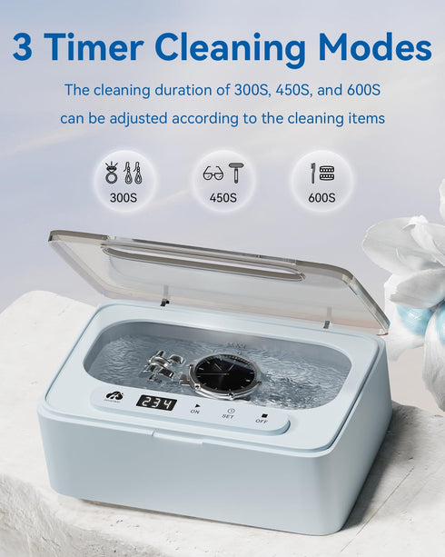 ZHHAYWAY 47kHz 3 330ML Ultrasonic Jewelry Cleaner, Ultrasonic Retainer Cleaner for Jewelry, Eyeglass, Braces