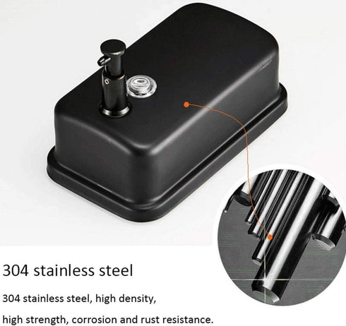 Generic 304 800ml) Bathroom soap Dispenser Bathroom Hotel Household Stainless Steel Soap Dispenser Black Wall-Mounted