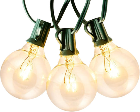 26ft G40 Bulbs, 25 Bulbs, Formosa Clear Incandescent Christmas String Light, Outdoor Shatterproof Patio Light