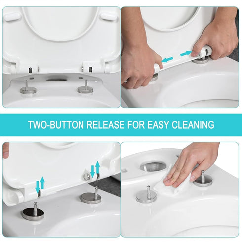 SADALAK D/U Shape Toilet Seat,Soft Close and Quick-Release for Easy Cleaning Toilet Seats Cover,Stable Hinge Design