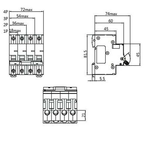 ASI AC Miniature Circuit Breaker - 1 Pole DIN Rail Mount 16 Amp 240 Volt Unit with Shock-Proof Terminations, Trip Curve C, L1 and Neutral Circuits