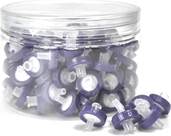 100 Pack PVDF Hydrophilic Syringe Filter, 0.22µm Pore Size, 13mm Membrane Diameter for Lab Filtration