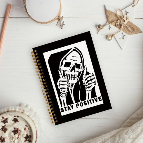 Stay Positive Inspirational Notebooks,Funny Skull Skeleton Notebook,Inspirational Journal for Women,Inspirational Gifts for Women,Journaling Notebooks,Hardcover Spiral Notebook 5.5x8.3