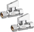 2 Pack Chrome Brass 3/8" Comp FIP x 3/8 Inch Compression MIP Quarter Turn Water Straight Angle Stop Valve