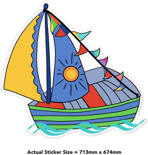 Azeeda (DW00162638) 'Toy Sailing Boat' White Premium Vinyl Decal Sticker Waterproof, Durable & Easy to Apply - Ideal