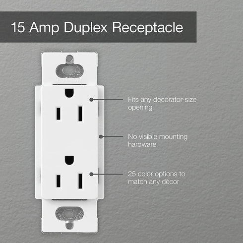 Lutron Claro 15 Amp Duplex Outlet, CAR-15-IV, 125 Volts, Ivory