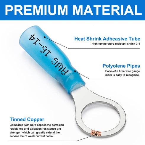 560PCS Marine Grade Heat Shrink Wire Connectors - Plustool Electrical Connectors Kit of Tinned Red Copper, AWG22-10