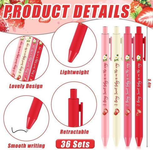 YLOLUL 180 Pcs Strawberry Baby Shower Gifts for Guest A Berry Sweet Baby is On the Way Party Favors Retractable