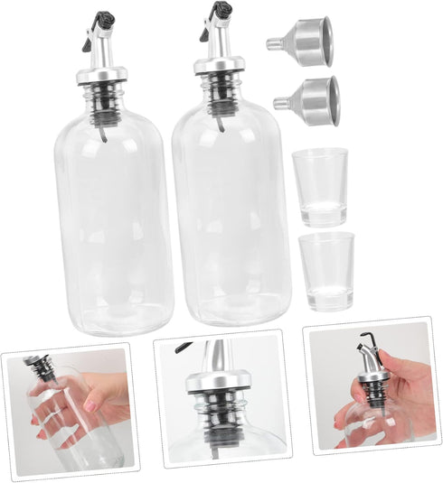 Set Mouthwash Dispenser Glass Bottle Cup Accessories Boys and Girls Adults Reusable Funnel for Guest Bathroom