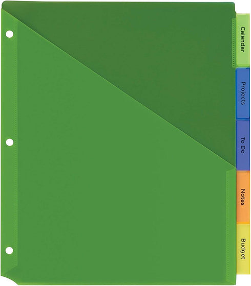 Avery Big Tab Insertable Plastic Dividers with Pockets, 5 Multicolor Tabs, Pack of 3