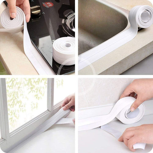 Bathtub Wall Caulk Strip, PE Self Adhesive Waterproof Sealing Tape, 38mm x 3.2m, White