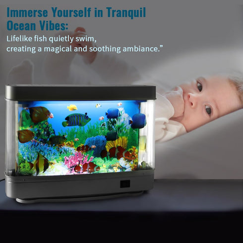 PTAHON Artificial Tropical Fish Decorative Moving Aquarium Lamp - Virtual Ocean Motion. Kids Fake Fish Tank, Baby