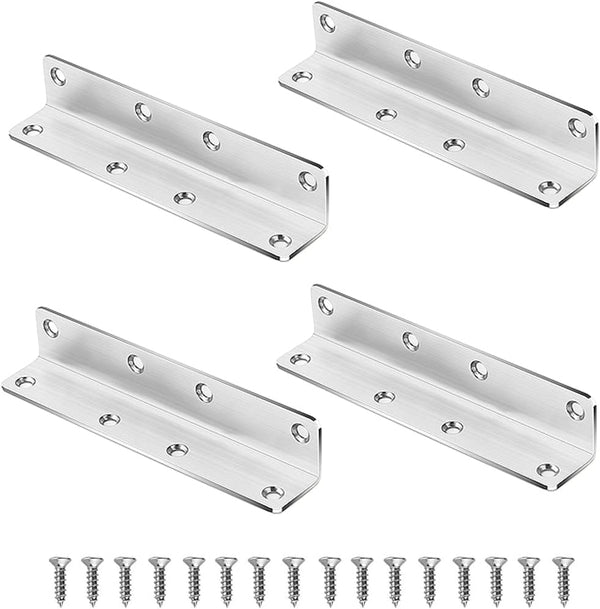 MINGFANITY 4PCS Corner Brace Angle Bracket, L Bracket, Superior Stainless Steel, 5.5'' x