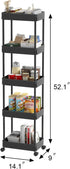 5-Tier Sooyee Plastic Rolling Utility Cart with Wheels, Multi-Functional Storage Trolley for Office, Living Room