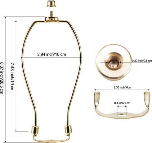 8 Inch Brass Lamp Harp Holder Kits with Finials, Light Duty Set of 2 DIY Lighting Accessories for Horn Frame Lampshade