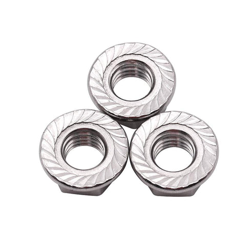 10-Pack M10-1.5mm Stainless Steel Serrated Flange Hex Nuts, Bright Finish, Anti-Rust Industrial Fasteners