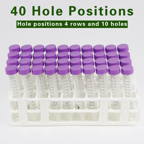 Plastic Test Tube Rack for 20mm, 40 Wells, Detachable (White, 40 Hole)