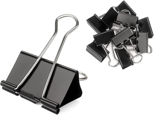 ZZTX Small Size Black Binder Clips, 0.75 Inches, 36 Pack Paper Clamps