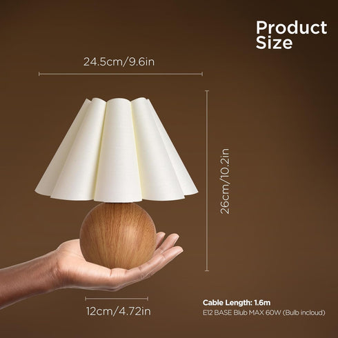 KUNJOULAM Cute Small Table Lamp, Modern Bedside Nightstand Lamp with Fabric Lampshade, Metal Base for Bedroom Home
