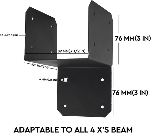 6 Pack Black Post Joist Anchor Connector Carbon Steel, Fit 4x4, 4x6, 4x8 Joist Truss Beam Stabilization