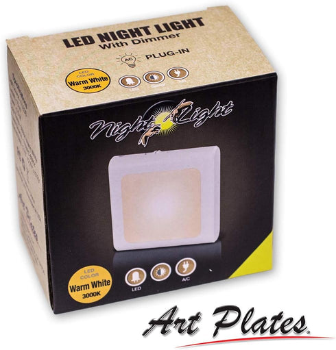 Dimmable Art Plates Plug in LED Night Light with Dusk to Dawn Auto Sensor, Adjustable Brightness, Warm Light, Auto
