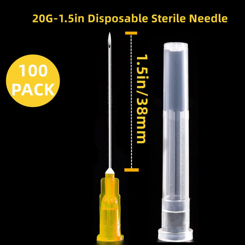 20Ga 1 1/2 Inch/38mm Sterile Lab Supplies, Pack of 100