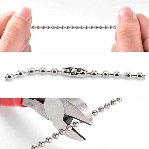 2pcs Silver Ceiling Fan Pull Chain, Rustproof Beaded Extension Chains for Light Bulb, 3.3 Feet Metal Accessories