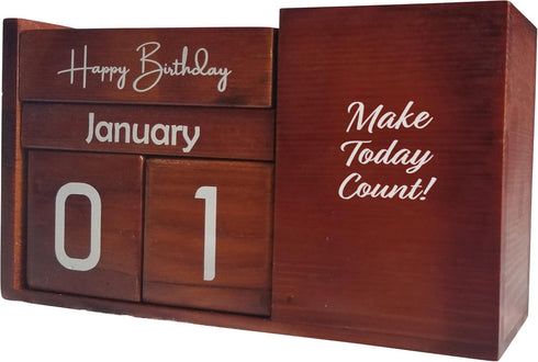STRIVE ZEN Perpetual Wooden Desk Calendar - Timeless Elegance for Daily, Weekly, and Monthly Planning | Solid Pine