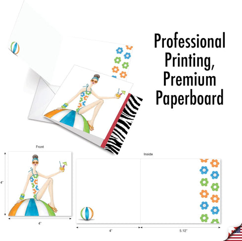 The Best Card Company - 10 Blank Note Cards for Women (4 x 5.12 Inch) - Assorted Fashion Greeting Cards
