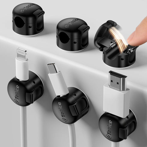 Yocice 6 Pack Spring Cable Clips,Cord Organizer with Clasp Lock Desk Cable Management