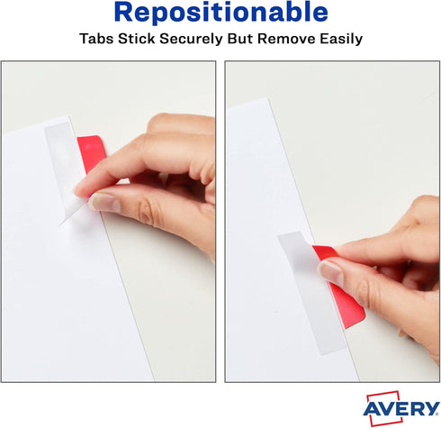 Avery Margin Ultra Tabs - 2.5" x 1", 24 Repositionable Page Tabs, Assorted Colors, 2-Side Writable