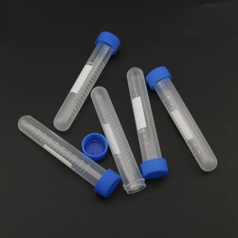 Centrifuge Tubes Round Bottom Screw Cap Plastic Test Tube Vials 10ml with Graduation and Writing Area, Pack of 20