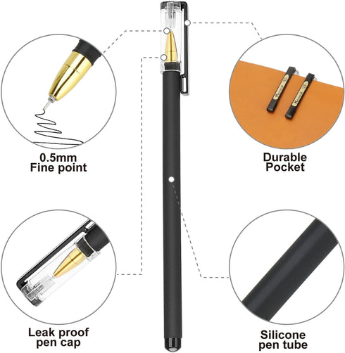 Gel Pens, 0.5mm Black Ink Fine Point Smooth Writing Pens, Pack of 10, Bulk Ink Gel Pen for Office/School Supplies