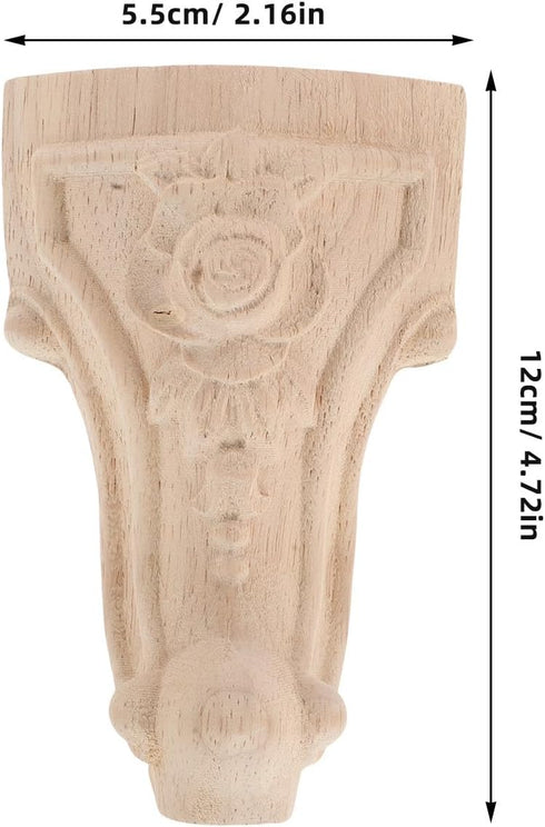 4pcs 12x6cm NUOBESTY Solid Wood Carved Furniture Legs for Sofa and Coffee Table, Heavy Duty DIY Wooden Feet for Bedside