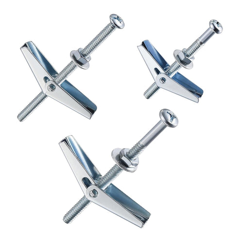 Heavy Duty Drywall Anchors and Screws Kit, 1/8 10pcs, 3/16 10pcs, 1/4 10pcs Toggle Bolts and Wing Nuts Set