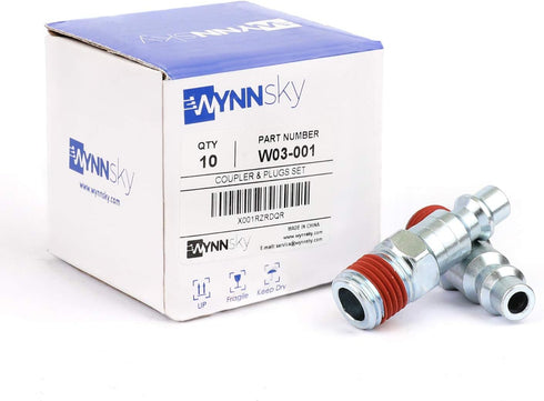 WYNNsky Air Tools Accessories Fittings, 1/4'' MNPT Zinc-Plated Plug with Sealant, I/M Type, 10 Pieces Air Quick Connect