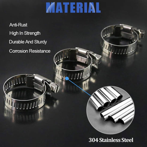 Glarks 20Pcs Adjustable Worm Gear Hose Clamps Assortment Kit, 304 Stainless Steel, 18-32MM Range for Plumbing