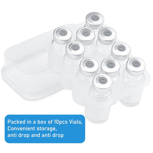 2ml Glass Vials for Injection with Self Healing Injection Port, Transparent Sealed, Empty Vials for Injection (10, 2ml)
