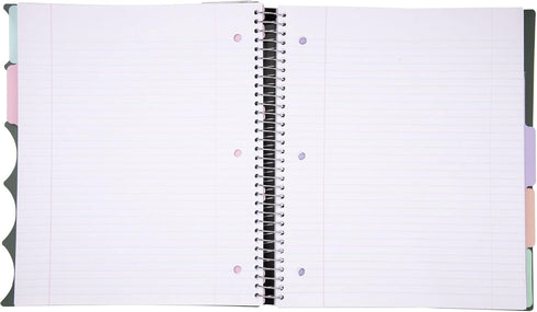 Mintra Office Durable PREMIUM Spiral Notebook, Green Olive, 5 Subject (8.5in x 11in)