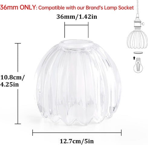 5" 4.25" Chandelier,2 Pack Shenmoyl Tulip Lamp Shades Replacement, Dia. * H Clear Glass Sconce Shade Heavy and Thick