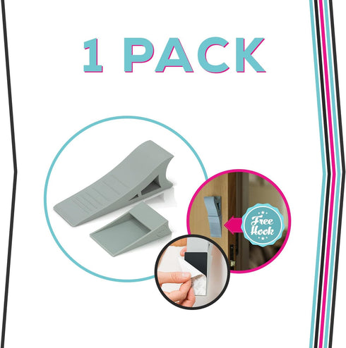 Decorative Rubber Door Stopper, Tall and Adjustable, Solid Stable Base, Easy to Move, Hanger Mounts