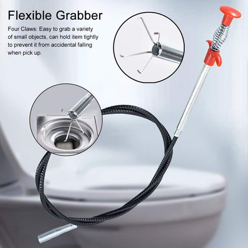 EKDJKK Plumbing Grabber, Flexible Claw Pick Up Reacher Tool, 4 Claws, 24 Inches for Home Sink and Drains