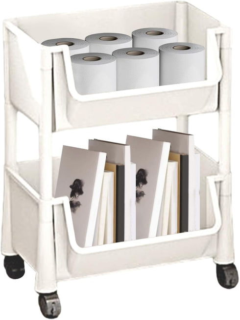 Generic Rolling Cart Organizer - Book Multi Tier Wheels, Toys Stationery Snacks, Small Room Narrow Space, Study